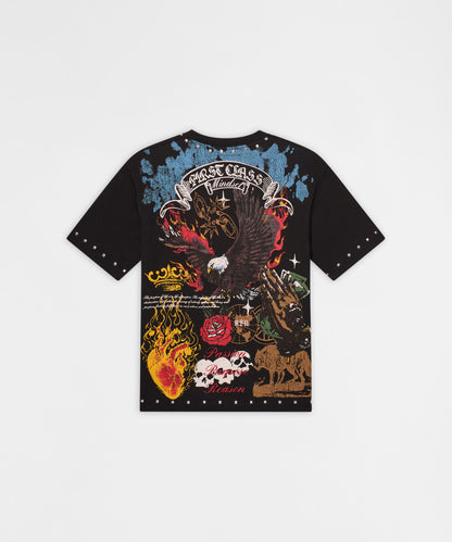 First Class Embroidered Short Sleeve Tee- Black | Reason Clothing Smart Buy