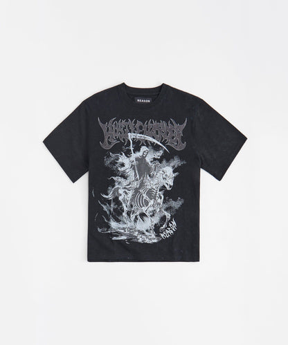 Grim Reaper Washed Rhinestones Short Sleeve Tee - Black | Reason Clothing Featured