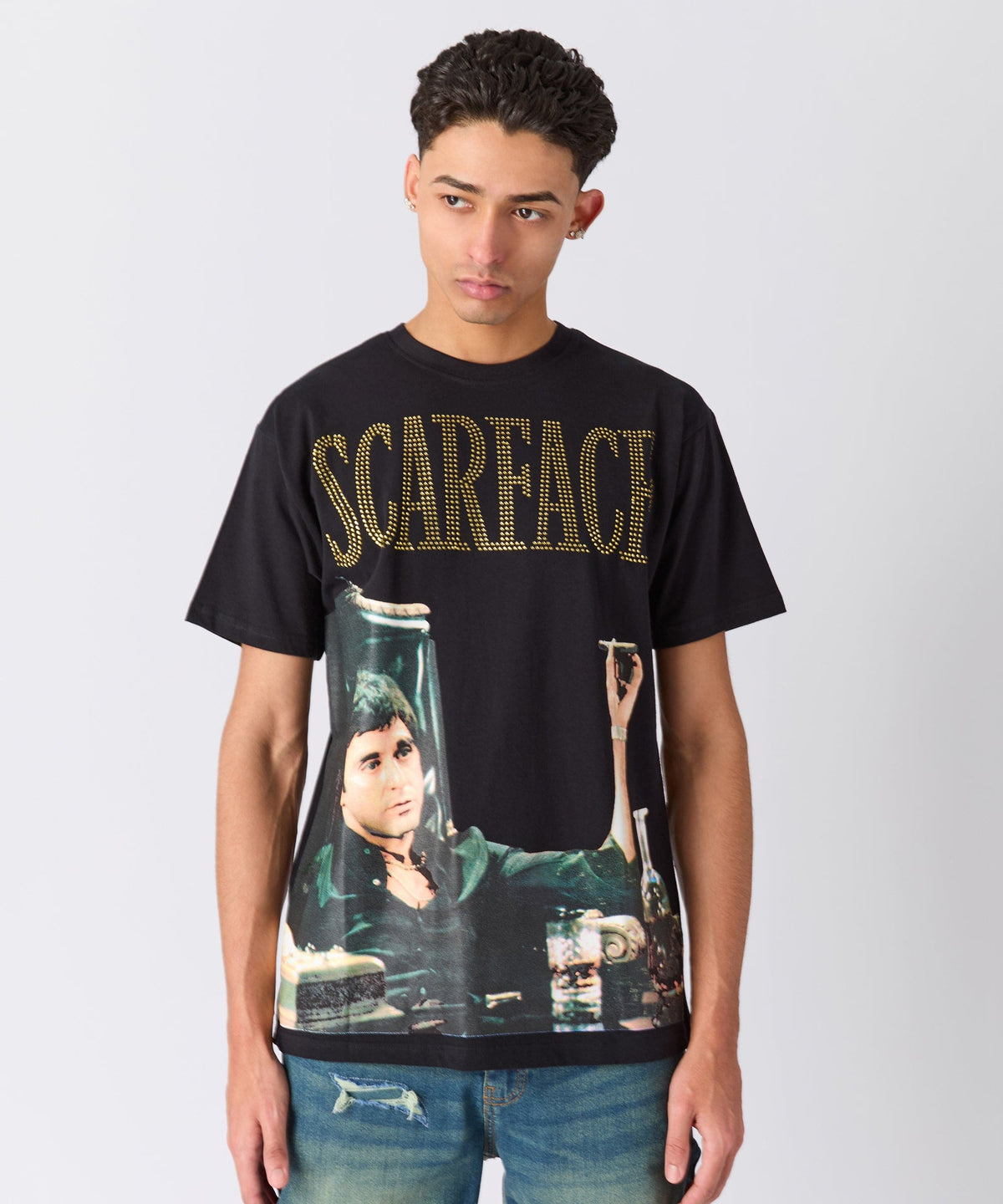 Scarface Rhinestones Short Sleeve Tee - Black | Reason Clothing Classic