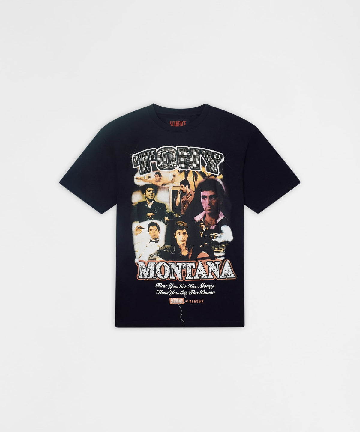 Scarface "Tony Montana" Rhinestone Tee - Black | Reason Clothing Discount