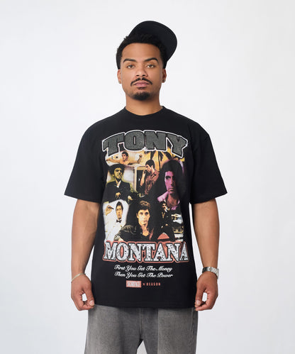 Scarface "Tony Montana" Rhinestone Tee - Black | Reason Clothing Discount