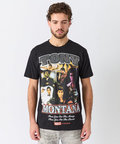 Scarface "Tony Montana" Rhinestone Tee - Black | Reason Clothing Discount