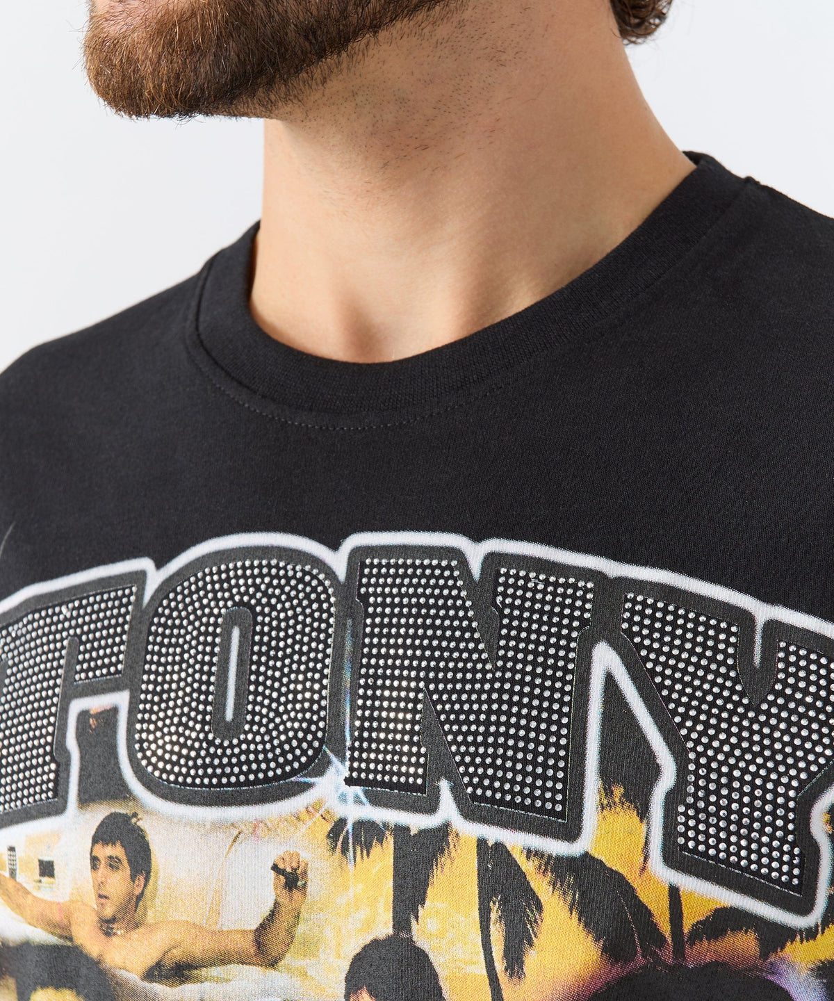 Scarface "Tony Montana" Rhinestone Tee - Black | Reason Clothing Discount