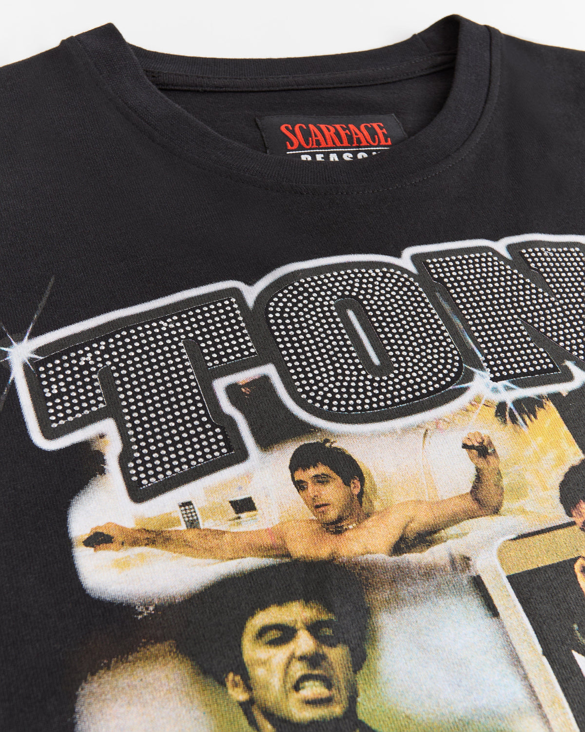 Scarface "Tony Montana" Rhinestone Tee - Black | Reason Clothing Discount