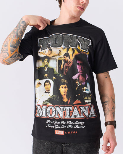 Scarface "Tony Montana" Rhinestone Tee - Black | Reason Clothing Discount