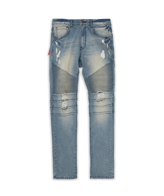 Moto Panel Plus Size Skinny Jeans - Blue | Reason Clothing Signature