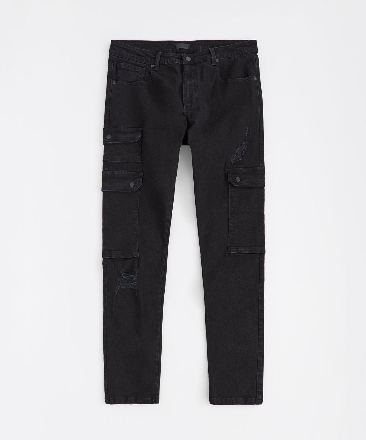 Classic Distressed Cargo Pants - Black | Reason Clothing Special Offer