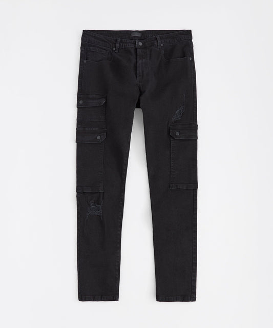 Classic Distressed Cargo Pants - Black | Reason Clothing Special Offer