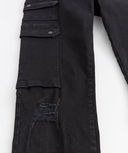 Classic Distressed Cargo Pants - Black | Reason Clothing Special Offer