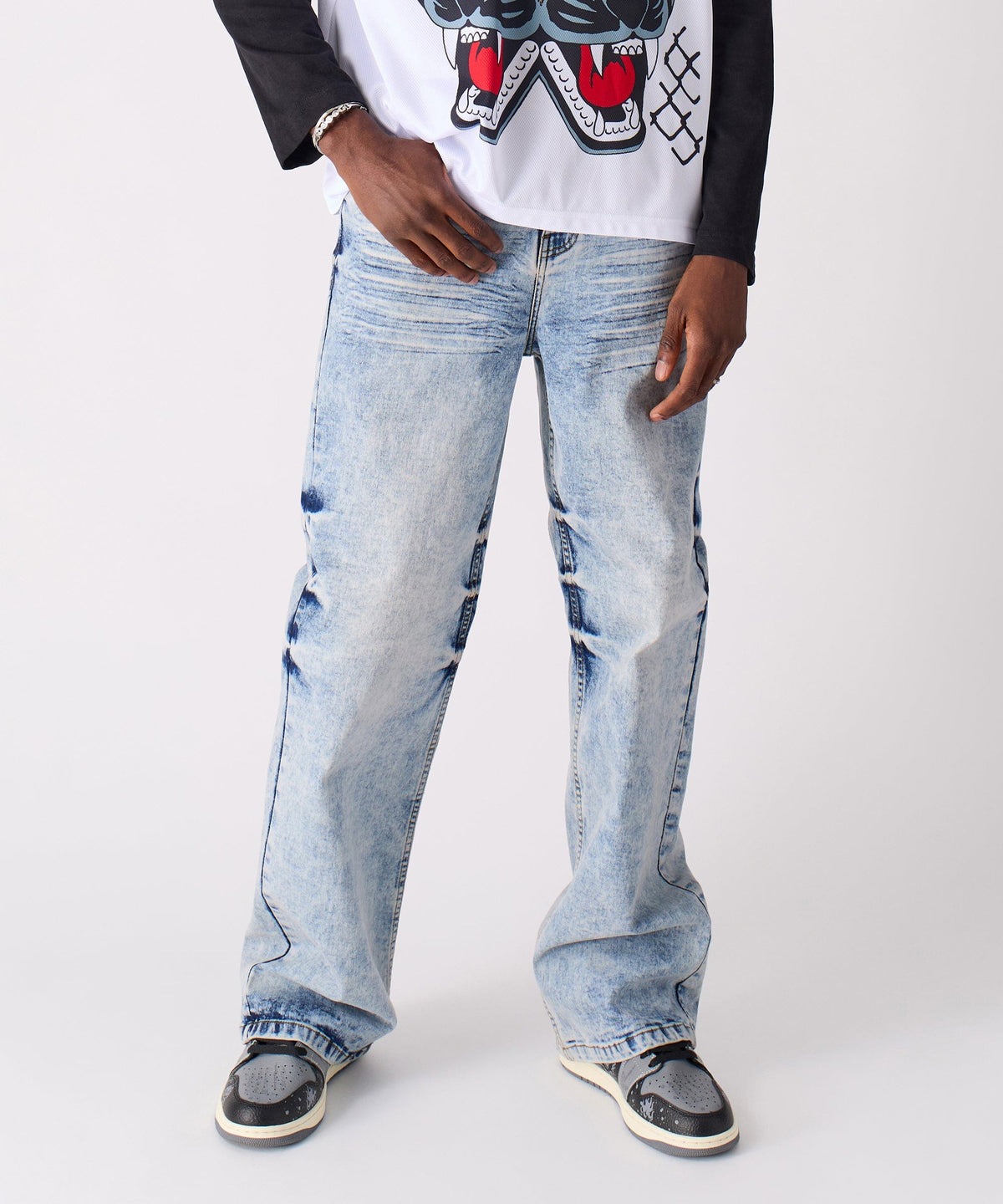 Washed Ripped Denim Pants - Blue | Reason Clothing Exclusive