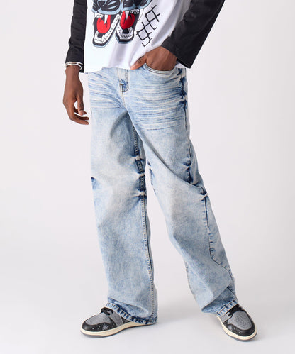Washed Ripped Denim Pants - Blue | Reason Clothing Exclusive