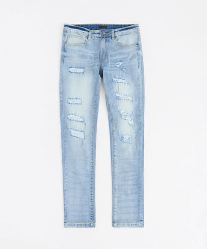 Plus Size Ripped Denim Jeans - Blue | Reason Clothing Exclusive