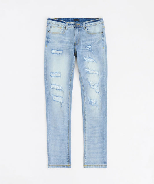 Plus Size Ripped Denim Jeans - Blue | Reason Clothing Exclusive