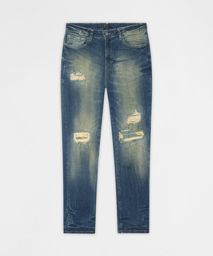 Men's Skinny Ripped Denim Pant - Medium Blue | Reason Clothing Hot Sale