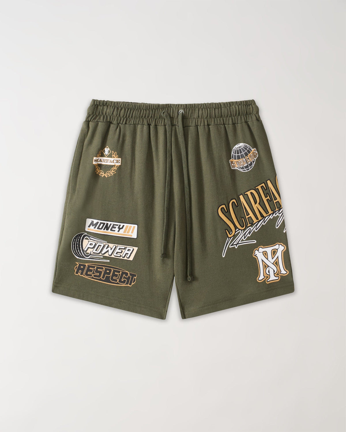 Scarface Applique Racing Short - Olive Green | Reason Clothing Discount