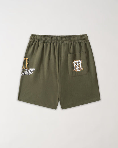 Scarface Applique Racing Short - Olive Green | Reason Clothing Discount