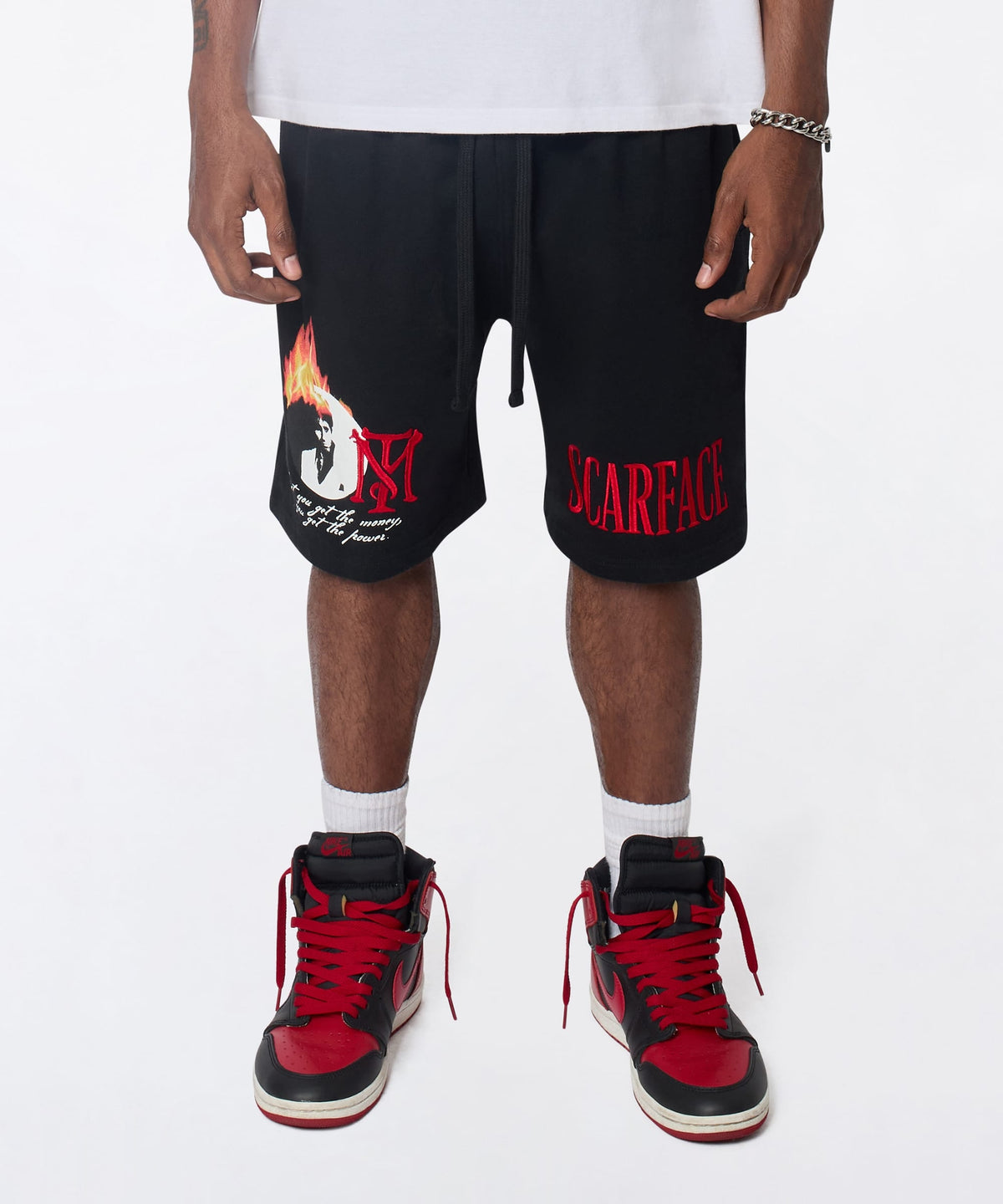 Scarface Get The Money Embroidered Fleece Short - Black | Reason Clothing Recommended