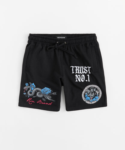 Plus Size Trust No 1 Fleece Short - Black | Reason Clothing New