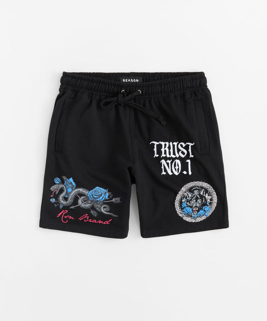 Plus Size Trust No 1 Fleece Short - Black | Reason Clothing New