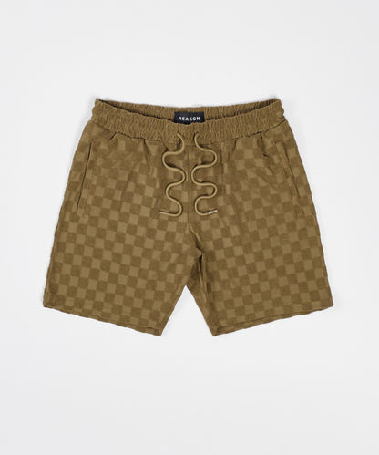 Checkerboard Towel Shorts - Brown | Reason Clothing Everyday