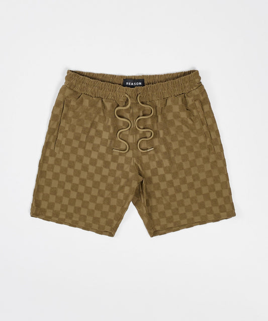 Checkerboard Towel Shorts - Brown | Reason Clothing Everyday