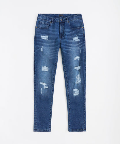 Classic Distressed Skinny Jeans - Medium Blue | Reason Clothing Trending