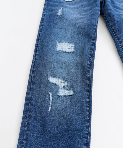 Classic Distressed Skinny Jeans - Medium Blue | Reason Clothing Trending