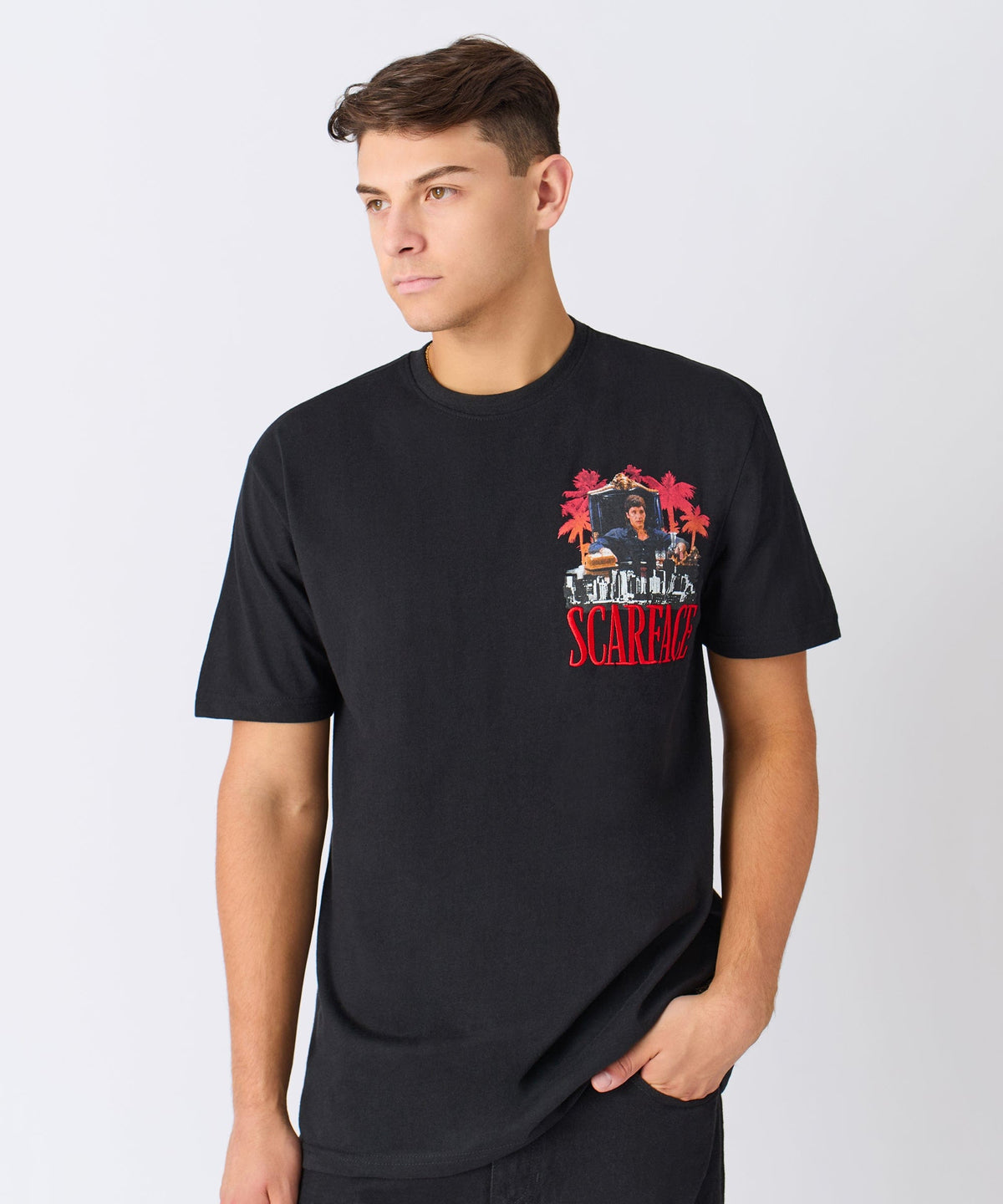 Scarface City Embroidered Short Sleeve Tee - Black | Reason Clothing Featured