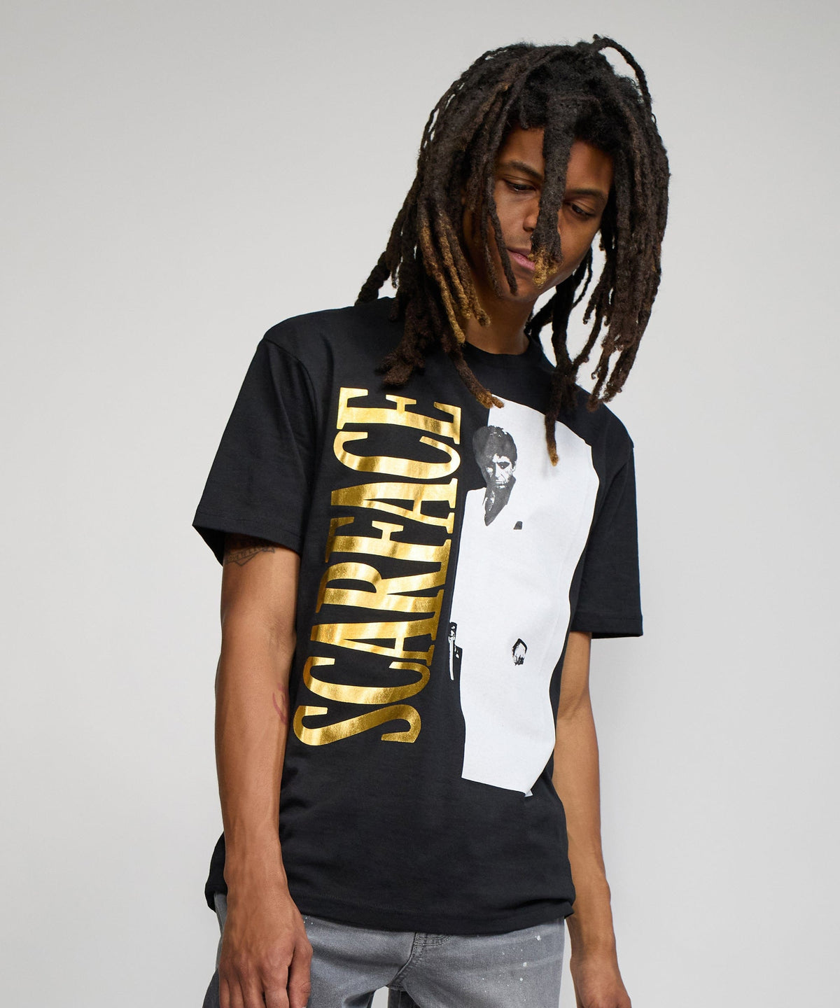 Scarface Gold Foil Short Sleeve Tee - Black | Reason Clothing Deals