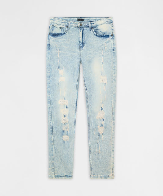 Distressed Rip and Frayed Denim - Light Blue | Reason Clothing New