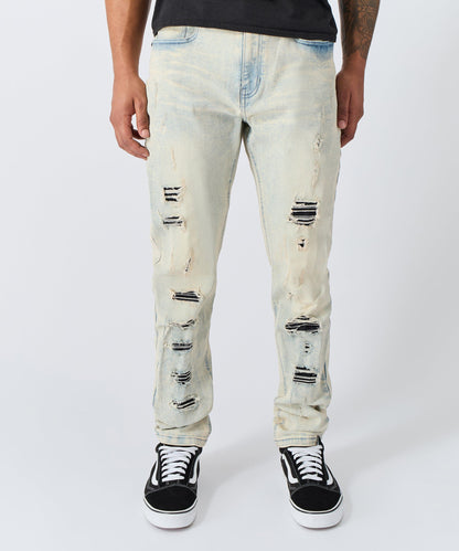 Distressed Rip and Frayed Denim - Light Blue | Reason Clothing New