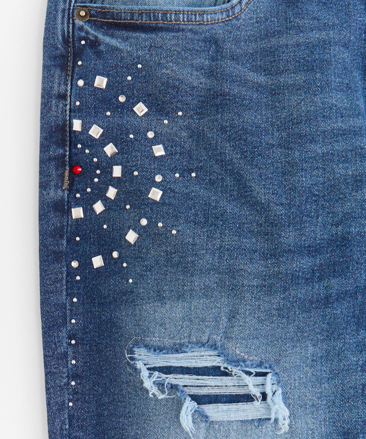Plus Size Starburst Studded Skinny Jeans - Blue | Reason Clothing Premium
