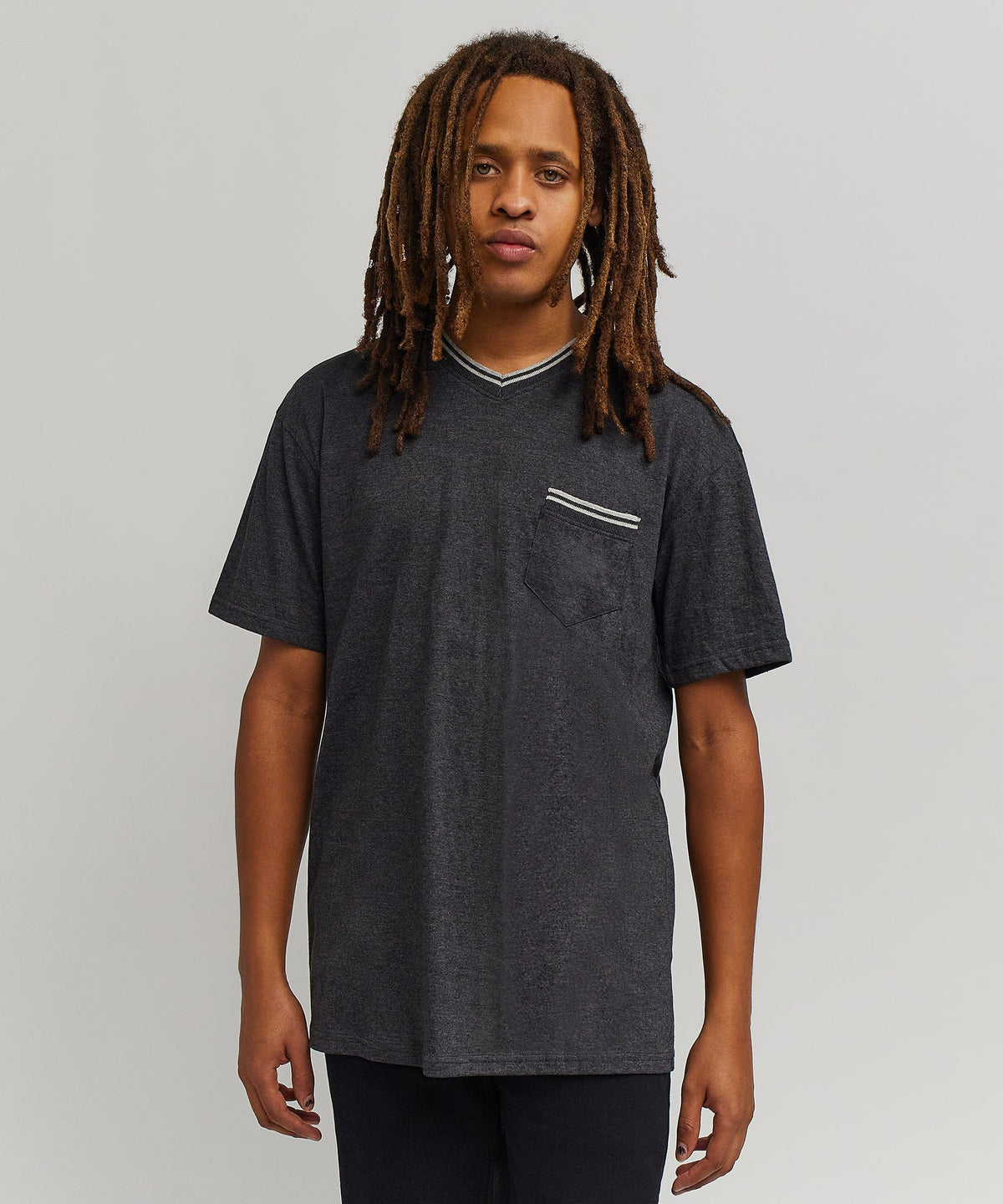Pocket Stripe Contrast V-Neck Tee | Reason Clothing Discount