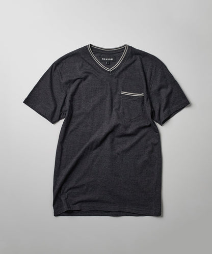 Pocket Stripe Contrast V-Neck Tee | Reason Clothing Discount