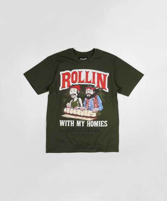 Cheech & Chong Keep Rollin On Graphic Short Sleeve Tee - Green | Reason Clothing Featured
