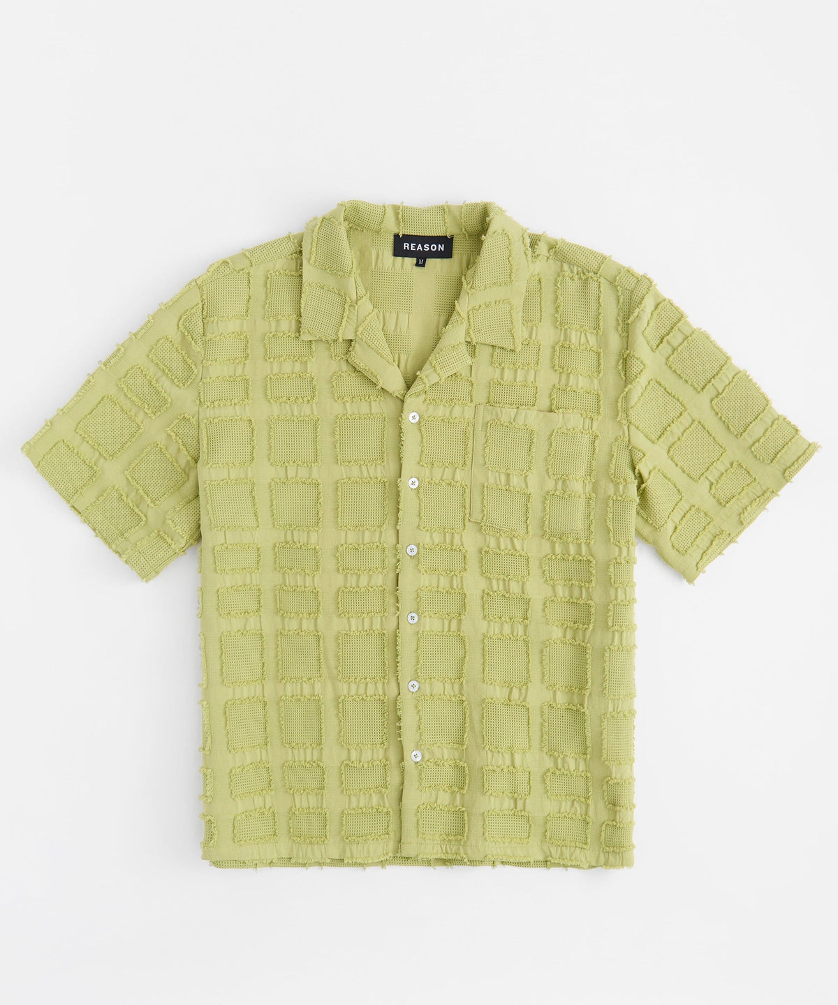 Textured Blocks Button Down Shirt - Olive Green | Reason Clothing Classic