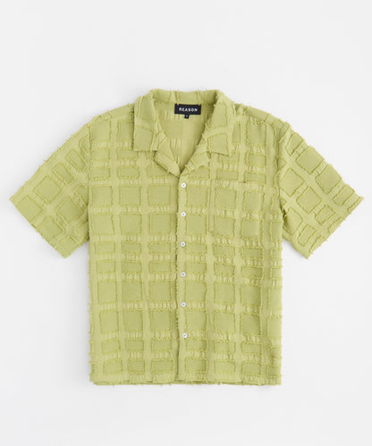 Textured Blocks Button Down Shirt - Olive Green | Reason Clothing Classic