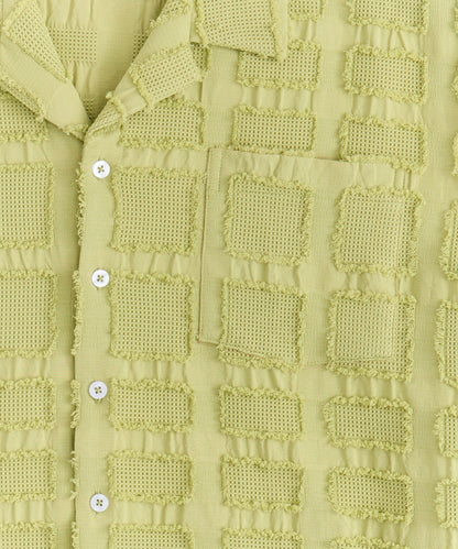 Textured Blocks Button Down Shirt - Olive Green | Reason Clothing Classic