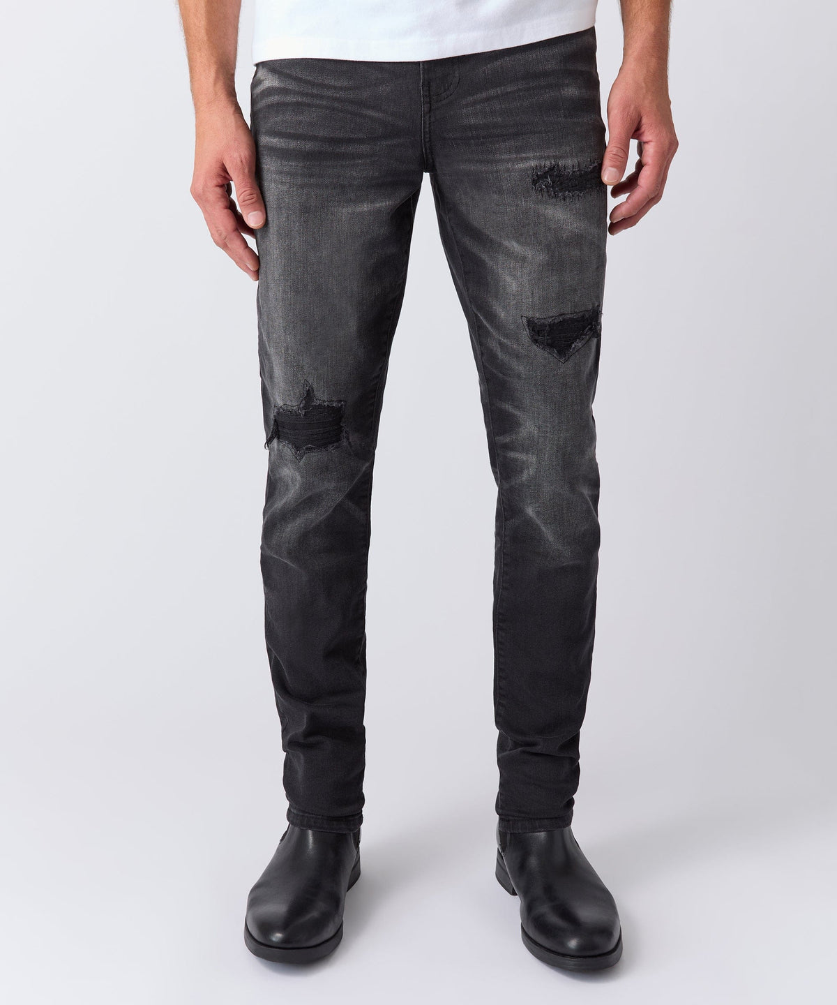 Shadow Wash Distressed Skinny Jean - Black | Reason Clothing Value