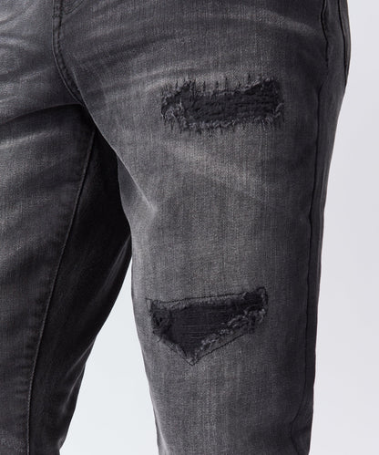 Shadow Wash Distressed Skinny Jean - Black | Reason Clothing Value