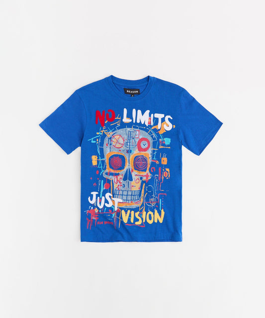 No Limits Applique Short Sleeve Tee - Blue | Reason Clothing Latest