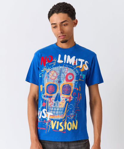 No Limits Applique Short Sleeve Tee - Blue | Reason Clothing Latest