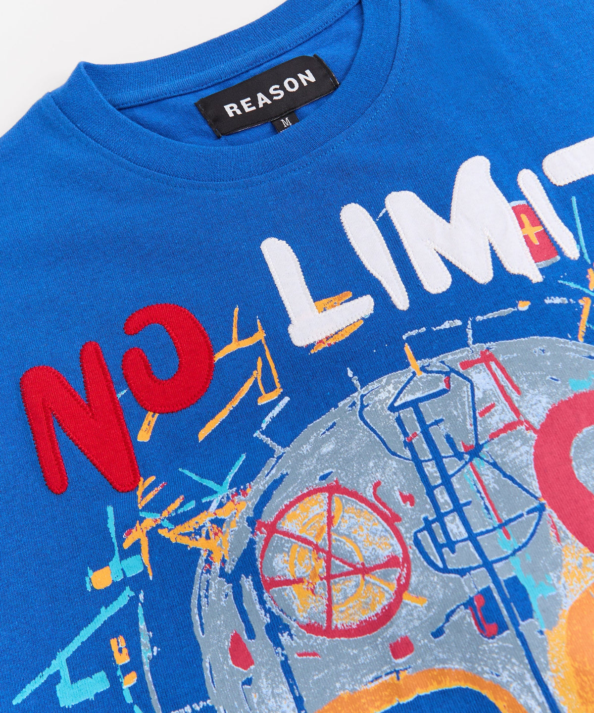 No Limits Applique Short Sleeve Tee - Blue | Reason Clothing Latest