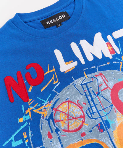 No Limits Applique Short Sleeve Tee - Blue | Reason Clothing Latest