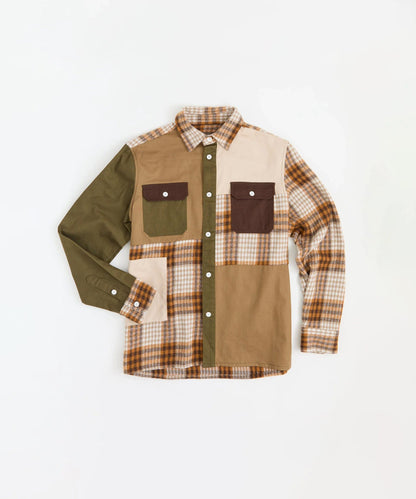 Patchwork Plaid Button Down Long Sleeve Shirt - Multicolor | Reason Clothing Hot Sale
