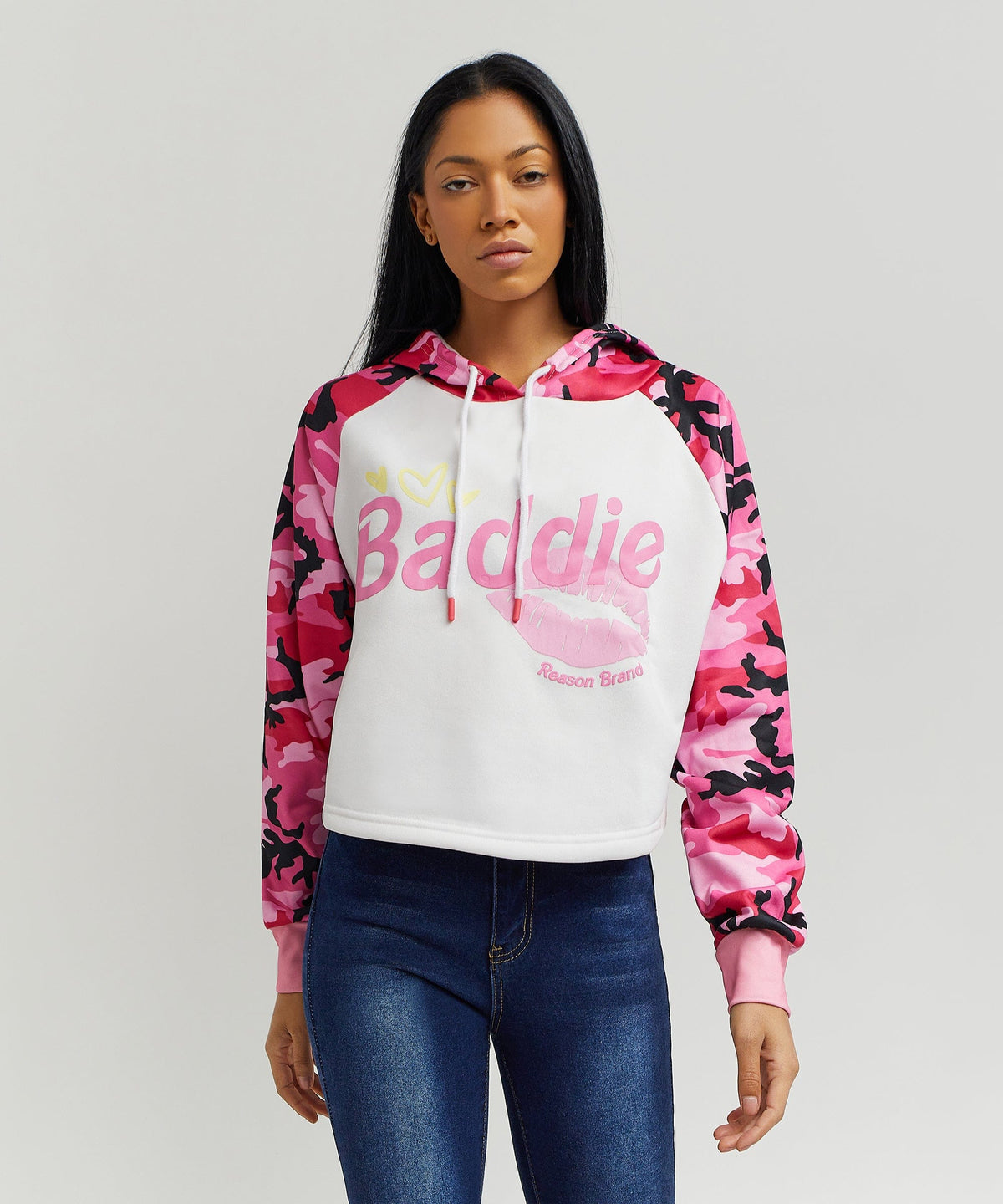 Baddie Camo Crop Hoodie | Reason Clothing Smart Buy