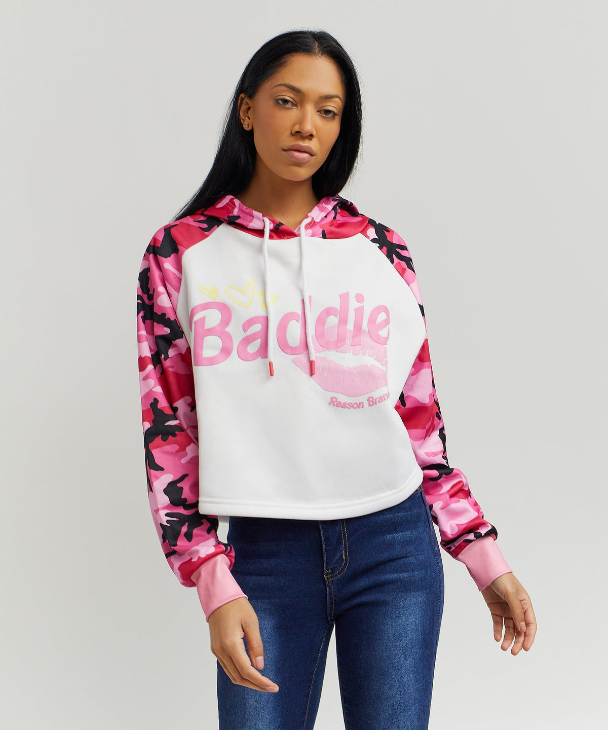 Baddie Camo Crop Hoodie | Reason Clothing Smart Buy
