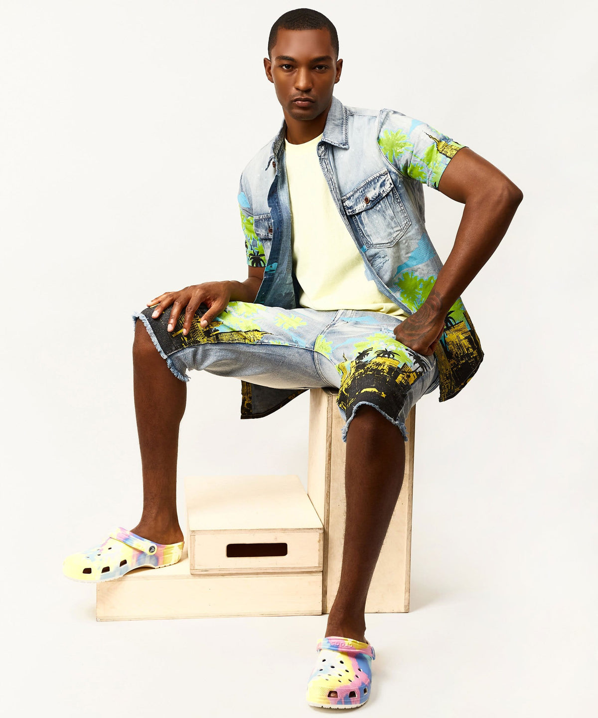 Wavy Denim Shorts | Reason Clothing Essential