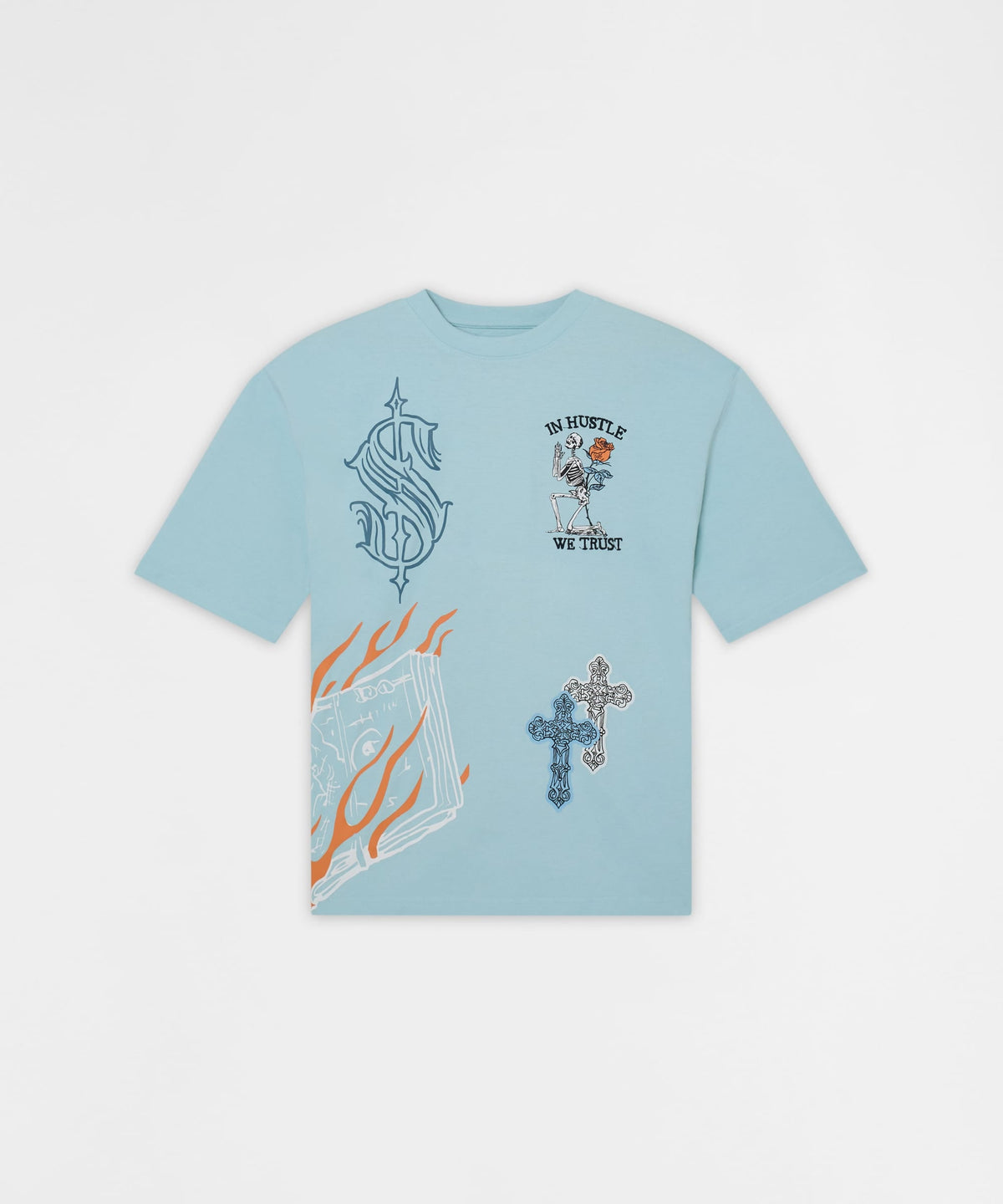 Plus Size Self Made Embroidered Short Sleeve Tee - Light Blue | Reason Clothing Customer Favorite