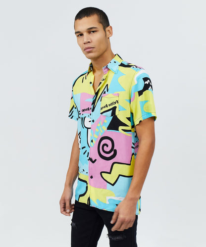 Fantasy Colorful Print Short Sleeve Shirt | Reason Clothing Latest